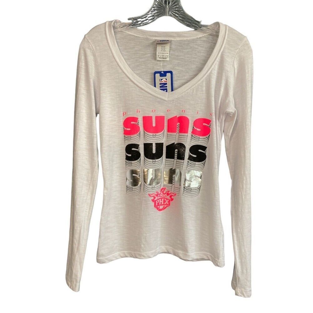 New Phoenix Suns NBA Basketball Women's White‎ Long Sleeve T-Shirt Size Medium